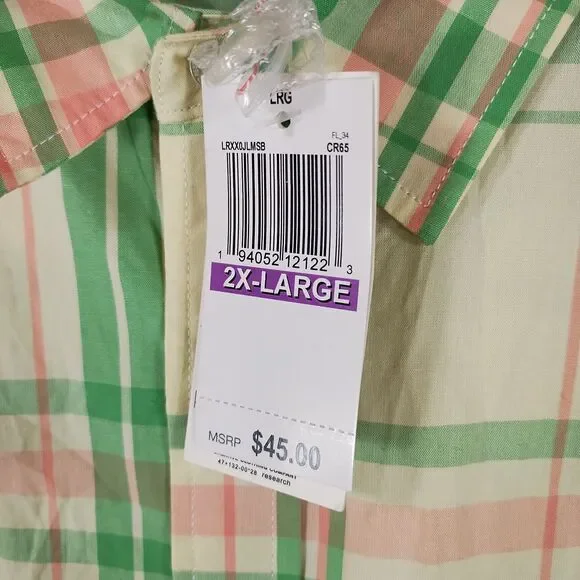 LRG Lifted Research Group NWT Mens Plaid Shirt, White Pink Green, Size XXL (2XL) - Picture 3 of 4